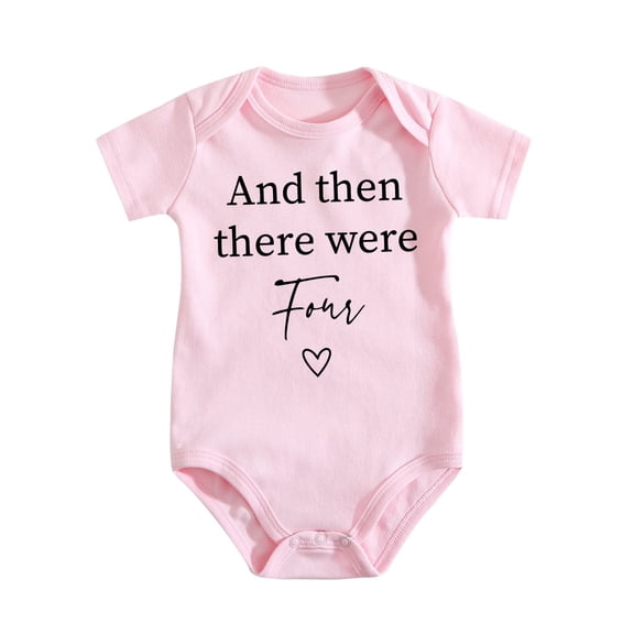 And Then There Were Four Baby Romper Grandparent Pregnancy Announcement First Baby Reveal Coming Hom Medium Pink-style 9-12M