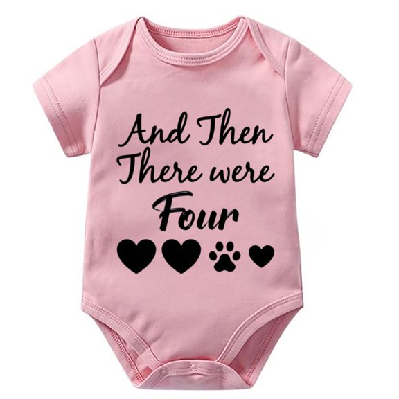 And Then There Were Four Neutral Romper Short Sleeve Baby Boy Onsie White Newborn Onsies0-3 Months Boy