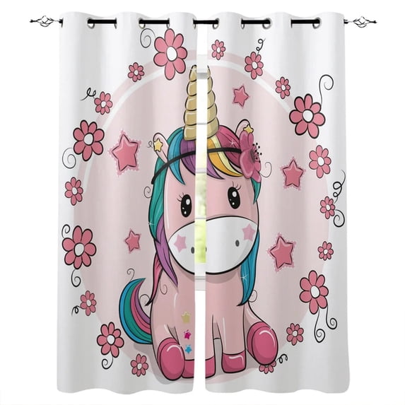 And Unicorn Bathroom Kitchen Outdoor Indoor Drapes Kids Window Treatment Curtain Panels