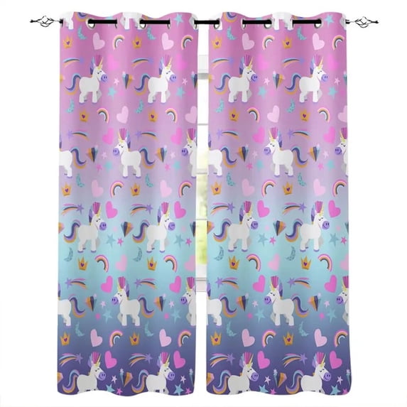 And Unicorn Bathroom Kitchen Outdoor Indoor Drapes Kids Window Treatment Curtain Panels