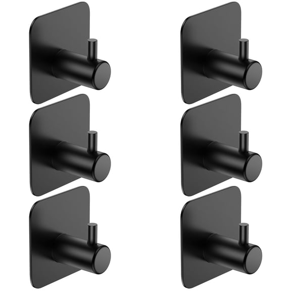 6Pcs Towel Hooks Bathroom,AndHot Coat Robe Wall Hook Heavy Duty Door Hanger Towel Robe Clothes Cabinet Closet Sponges Rack for Bathroom Bedroom Kitchen Hotel Pool,Matte Black