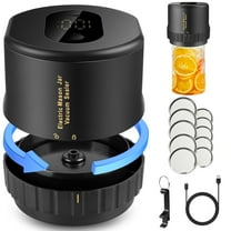 Electric Mason Jar Vacuum Sealer Kit,Auto Stop Mason Jar Vacuum Sealer 10 Seconds Seal for Wide Mouth and Regular Mouth Mason Jars,Mason Cordless Vacuum Sealer for Freshness and Preservation,Black