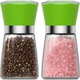 thumbnail image 1 of Salt and Pepper Grinder Set,Pepper Mill & Salt Mill with Adjustable Coarseness,Refillable Pepper Mill Set Short Glass Shakers with Adjustable Coarseness for Peppercorn,Sea Salt or Spice Mills,Green, 1 of 7