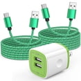 thumbnail image 1 of USB C Charger Fast Charging, 2.1A Dual Port Type C Charger Block with 2pcs Type C Cable 6FT, USB C Brick Cube Wall Charger Adapter Plug Charger Station Power Base Phone Charger Cords, Green, 1 of 7