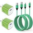 thumbnail image 1 of Micro USB Charger Block Fast Charging, 2 Pack Wall Charger with USB A to Micro Charging Cable 6FT, USB Charger Plug Android Phone Charger High Speed Micro Cable Compatible for Samsung, Android, Green, 1 of 7