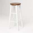 thumbnail image 1 of AndMakers HT-SP-2124-AW 29 in. Homestead Solid Wood Backless Mavka Bar Stool with Round&#44; Acacia Seat & White Legs, 1 of 7