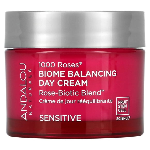 Andalou Naturals 1000 Roses, Biome Balancing Day Cream, Sensitive, 17 oz (50 g)