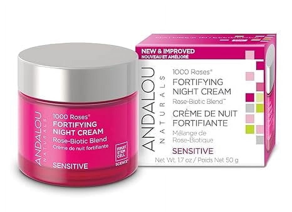 Andalou Naturals 1000 Roses, Fortifying Night Cream, Sensitive, 1.7 oz (50 g)