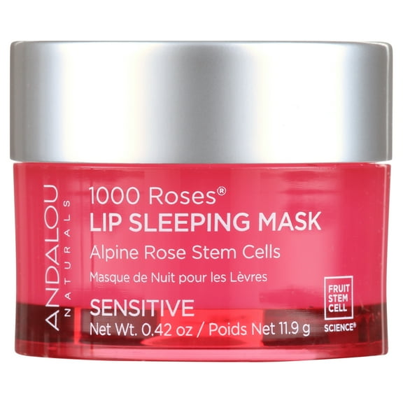 Andalou Naturals 1000 Roses Soothing Lip Sleeping Mask 0.42oz, Nourishes and Hydrated Dry Lips