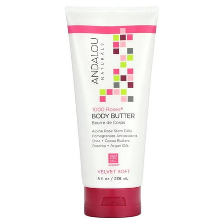 Andalou Naturals 1000 Roses Velvet Soft Body Butter, 8 Ounce