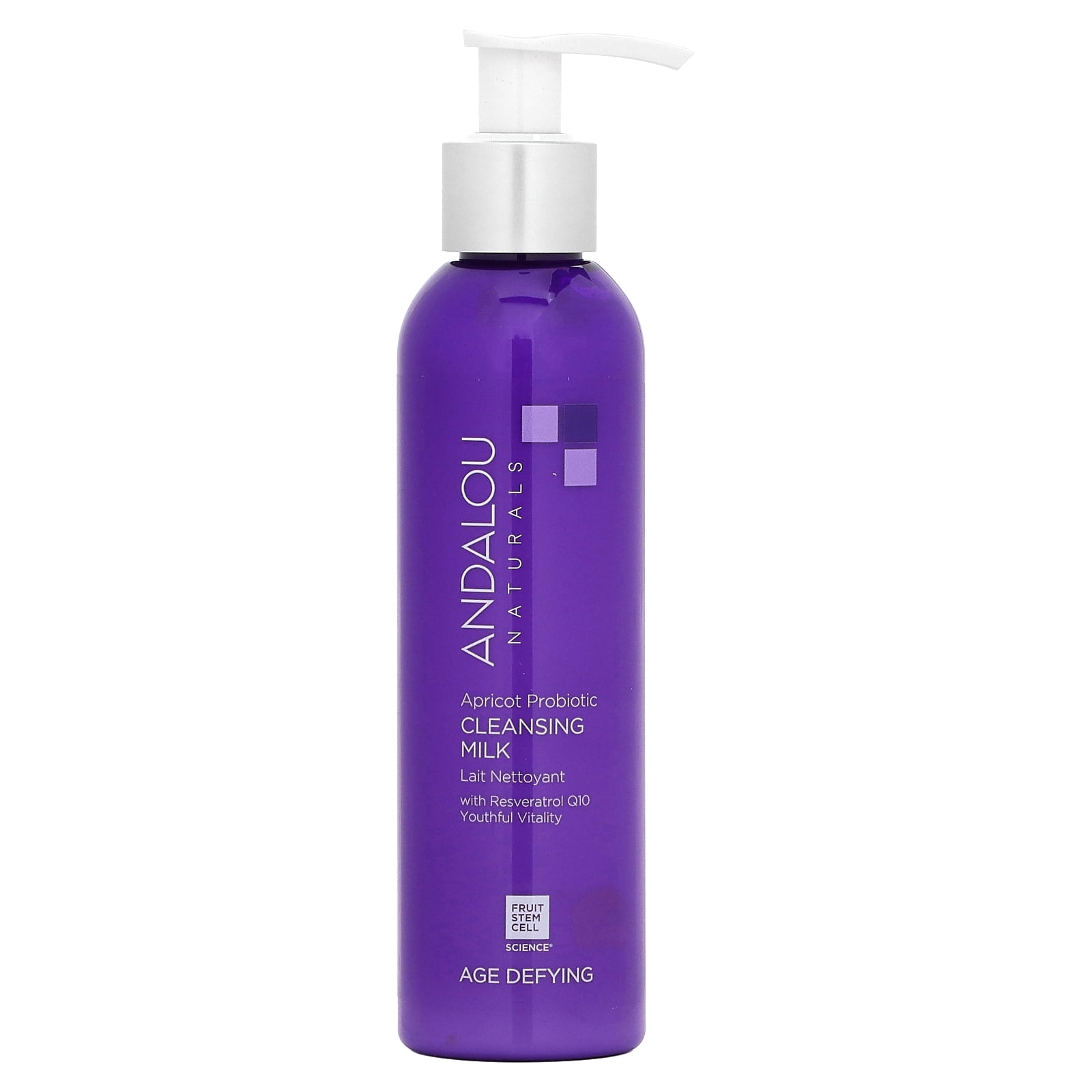 Andalou Naturals AGE DEFYING Apricot Probiotic Facial Cleansing Milk, 6oz, For Fine Lines & Wrinkles