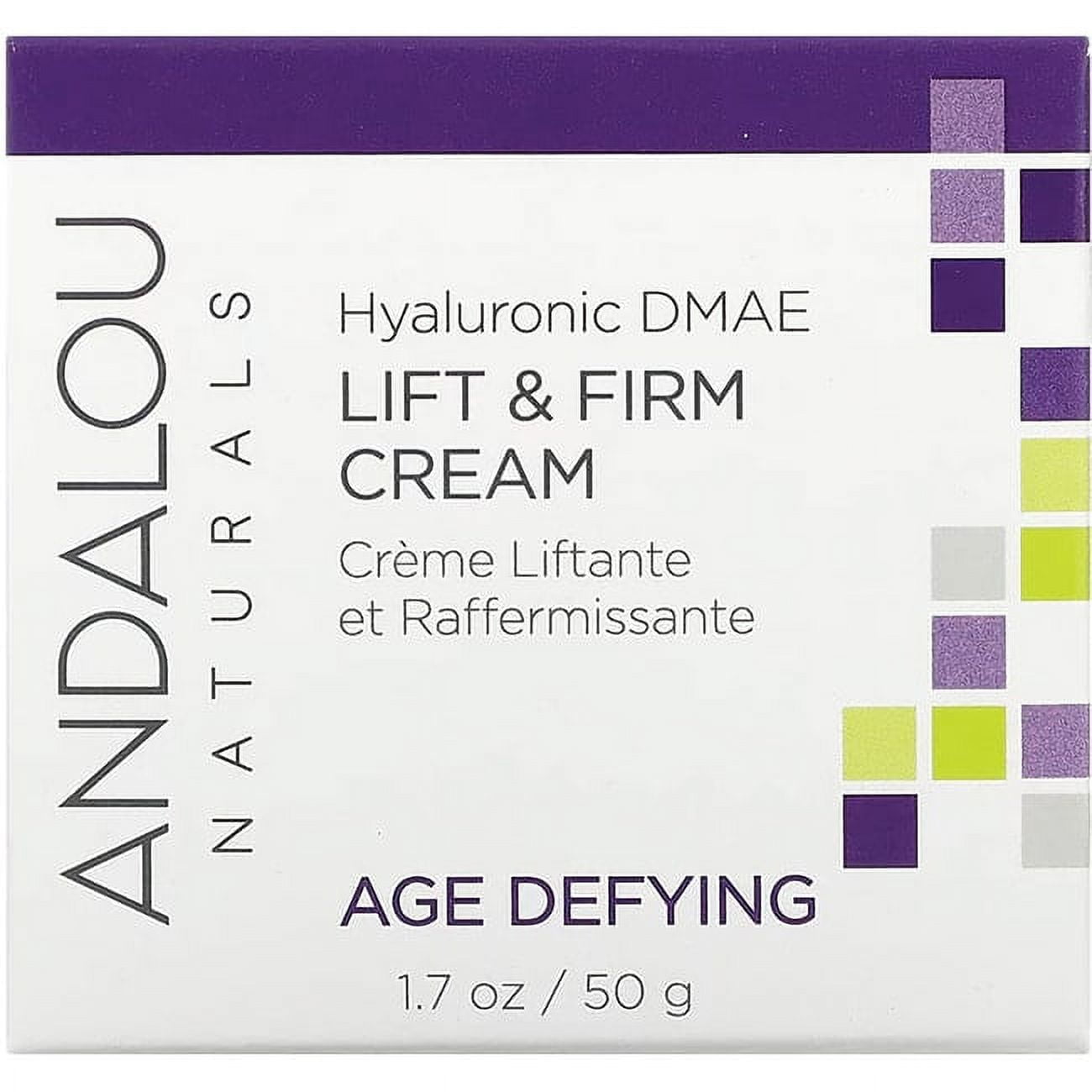 Andalou Naturals AGE DEFYING Hyaluronic DMAE Lift & Firm Face Cream, 1.7oz For Fine Lines
