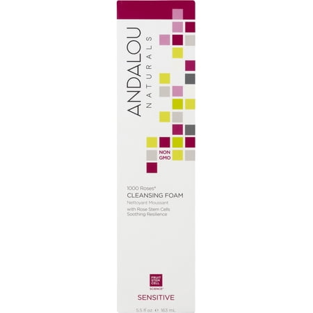 Andalou Naturals Cleansing Foam, 1000 Roses, Sensitive, Box