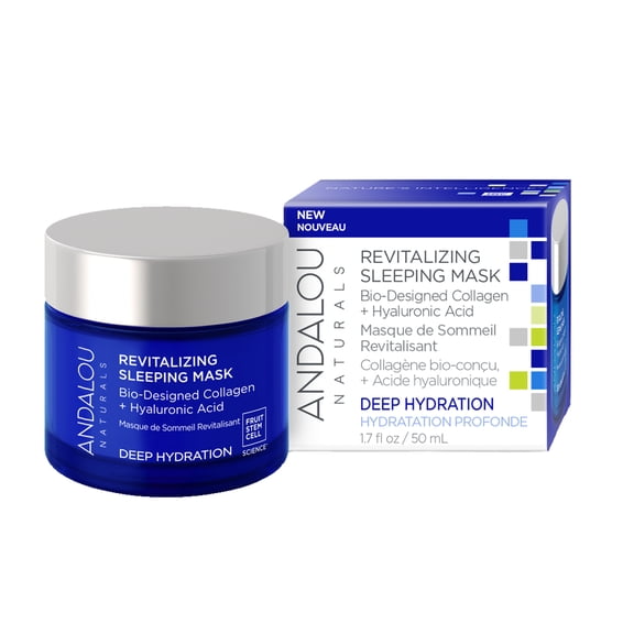 Andalou Naturals Deep Hydration Revitalizing Sleeping Mask, 1.7oz, No Rinse Facial Mask for Dry Skin
