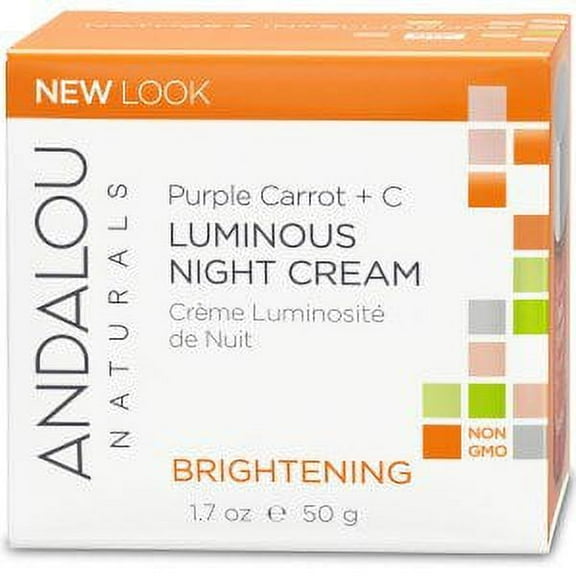 Andalou Naturals, Luminous Night Cream, Purple Carrot + C, Brightening, 1.7 fl oz (50 ml)