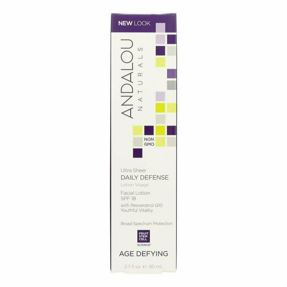 Andalou Naturals Ultra Sheer Defense Facial Lotion SPF18, 2.7 oz, 4-Pack