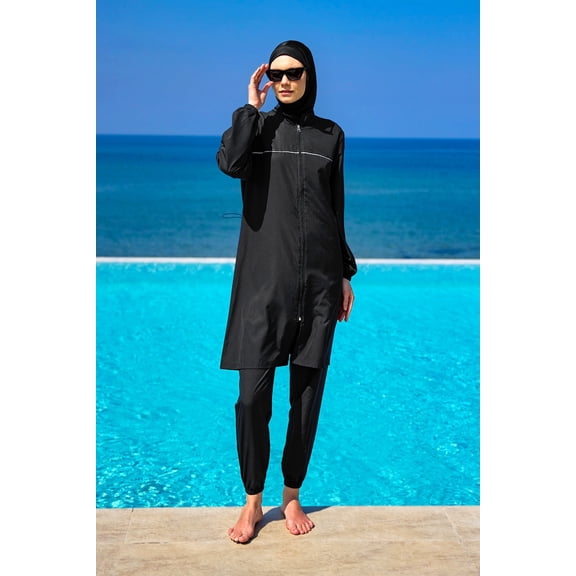 Andalus Black Full Coverage Burkini Set A2501-1