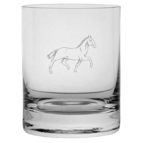 Andalusian Body - Alternate Horse Themed Etched 10.25oz Crystal Rocks Whisky Glass