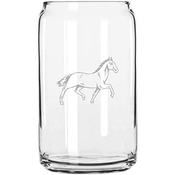 Andalusian Body - Alternate Horse Themed Etched 16oz Libbey Can Glass