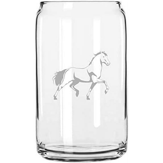 Andalusian Body Horse Themed Etched 16oz Libbey Can Glass