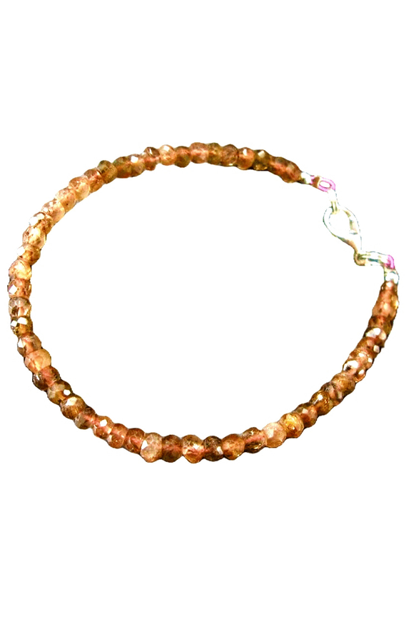 Andalusite 3-3.5mm Rondelle Shape Faceted Cut Beads 7 inch Silver Plated Clasp Bracelet for men, women, unisex. Link Chain Stacking Bracelet.|LINK_00501