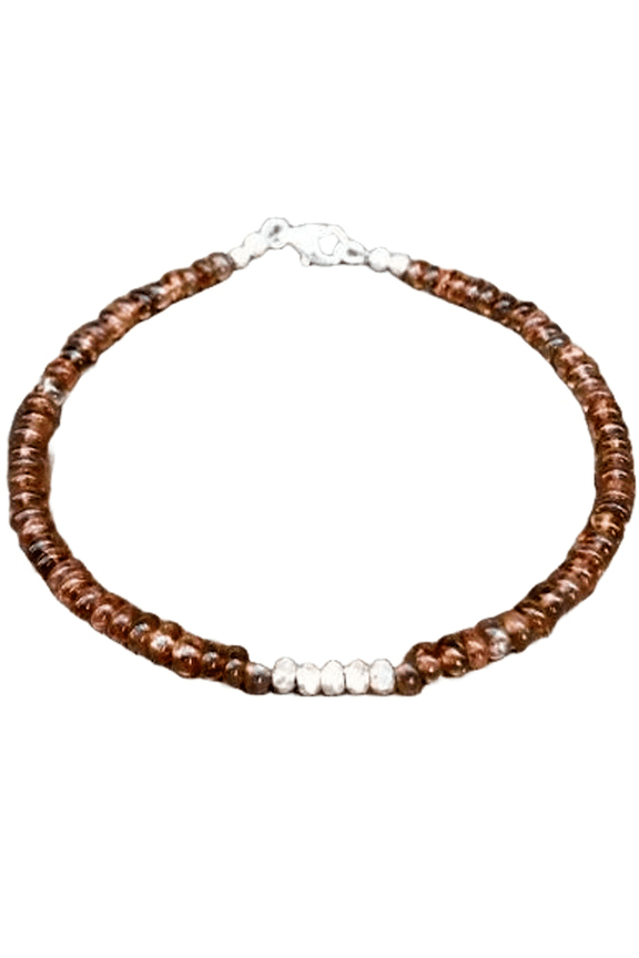 Andalusite 3.5mm Rondelle Shape Faceted Cut Beads 7 inch Silver Plated Clasp Bracelet for men, women, unisex. Link Chain Stacking Bracelet.|LINK_00506