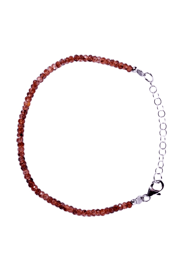 Andalusite 3mm Rondelle Shape Faceted Cut Beads 7 inch Adjustable Silver Plated Clasp Bracelet for men, women, unisex. Link Chain Stacking Bracelet.|LINK_00505