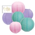thumbnail image 1 of Andaz Press Blush Pink, Mint Green, Lavender Hanging Paper Lanterns Decorative Kit, 6-ct with Free Gifts Table Party Sign, 1 of 4