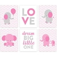 thumbnail image 1 of Andaz Press Elephant Theme Girls Nursery Hanging Wall Art, Gray Pink Elephant, Love, Dream Big Little One, 1 of 3