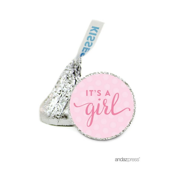 Andaz Press It's A Girl It´s A Hershey´s Kiss Baby Shower Stickers, 216 Pack
