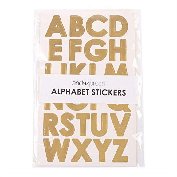 Andaz Press Large Gold Foil Alphabet Sticker Letters, Big 1-Inch Labels for Wedding, Kids Birthday, Classroom Teacher Supplies, Crafting, Scrapbooking, Graduation Cap Decorations