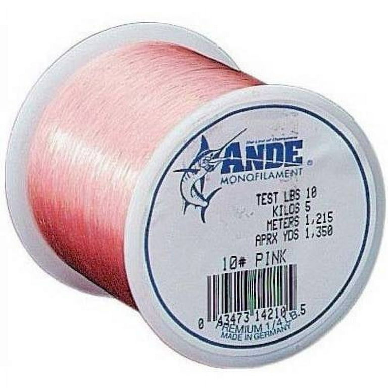 Ande A18-10P Premium Monofilament Fishing Line 1/8Lb Spool 10 lb 675 Yards  Pink 