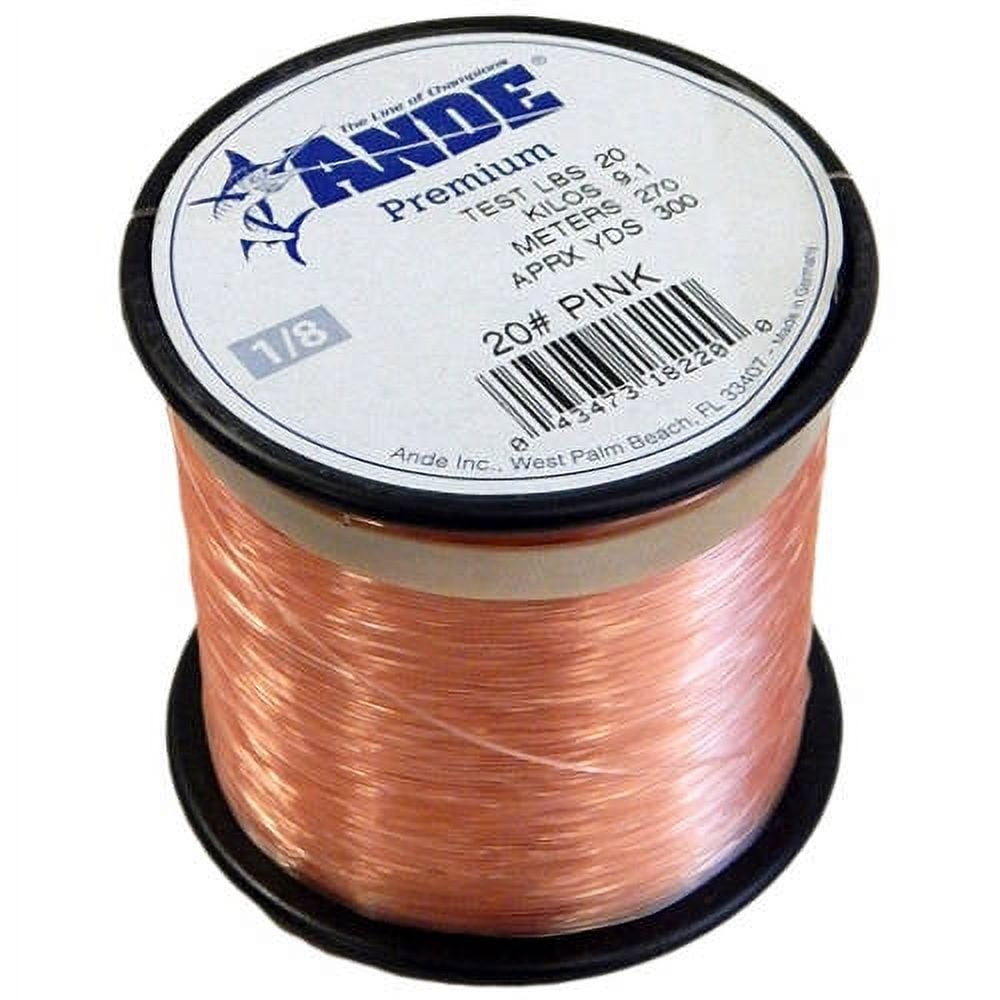 Ande A18-15P Premium Monofilament Fishing Line 1/8Lb Spool 15 lb 375 Yards  Pink