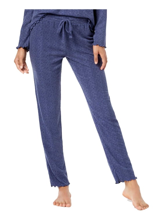 Slim-Leg Waffled Pajama Pants (Gray Blue, S)
