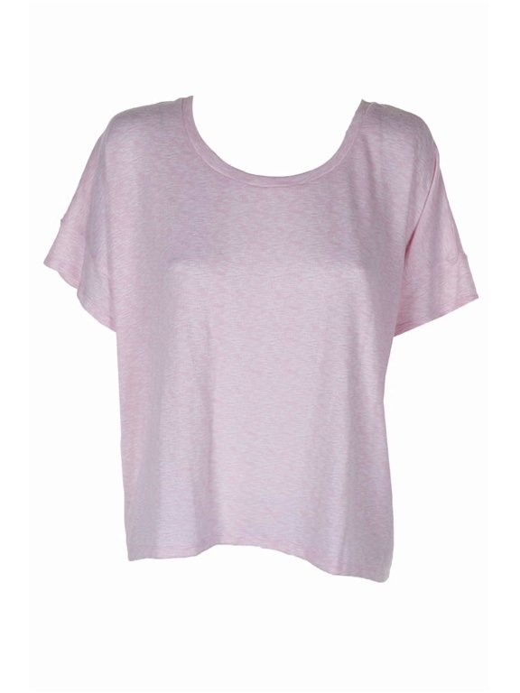 Womens Pink Short-Sleeve Space-Dye Boxy Pajama T-Shirt L