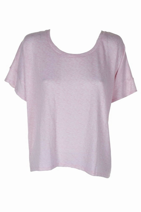 Womens Pink Short-Sleeve Space-Dye Boxy Pajama T-Shirt L