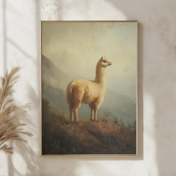 Andean Llama Art Peruvian Mountain Animal Rustic South America