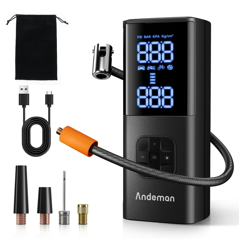 Audew Andeman Tire Inflator 8000mAh 150 PSI Portable Air Compressor 4X Quick Inflation Auto Shut Off Large Display LED Lighting Versatile