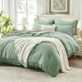 thumbnail image 1 of Andency Bed in a Bag Queen Comforter Set with Sheets Sage Green - 7 Pieces Boho Tassel Queen Bedding Sets, All Season Fringe Soft Lightweight Bed Set with Comforter, Sheets, Pillowcases & Shams, 1 of 8