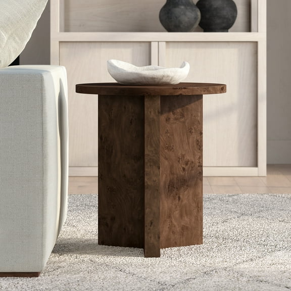 Anders 20" Wide Burled Side Table in Espresso Burl