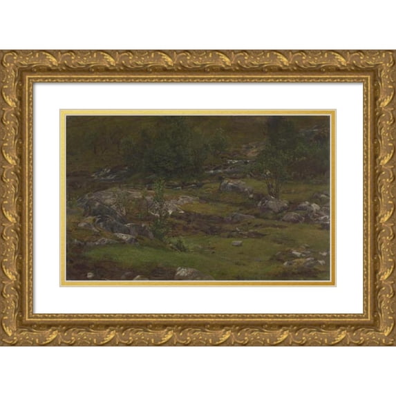Anders Askevold 14x11 Gold Ornate Wood Frame and Double Matted Museum Art Print Titled - Landscape Study (1862)
