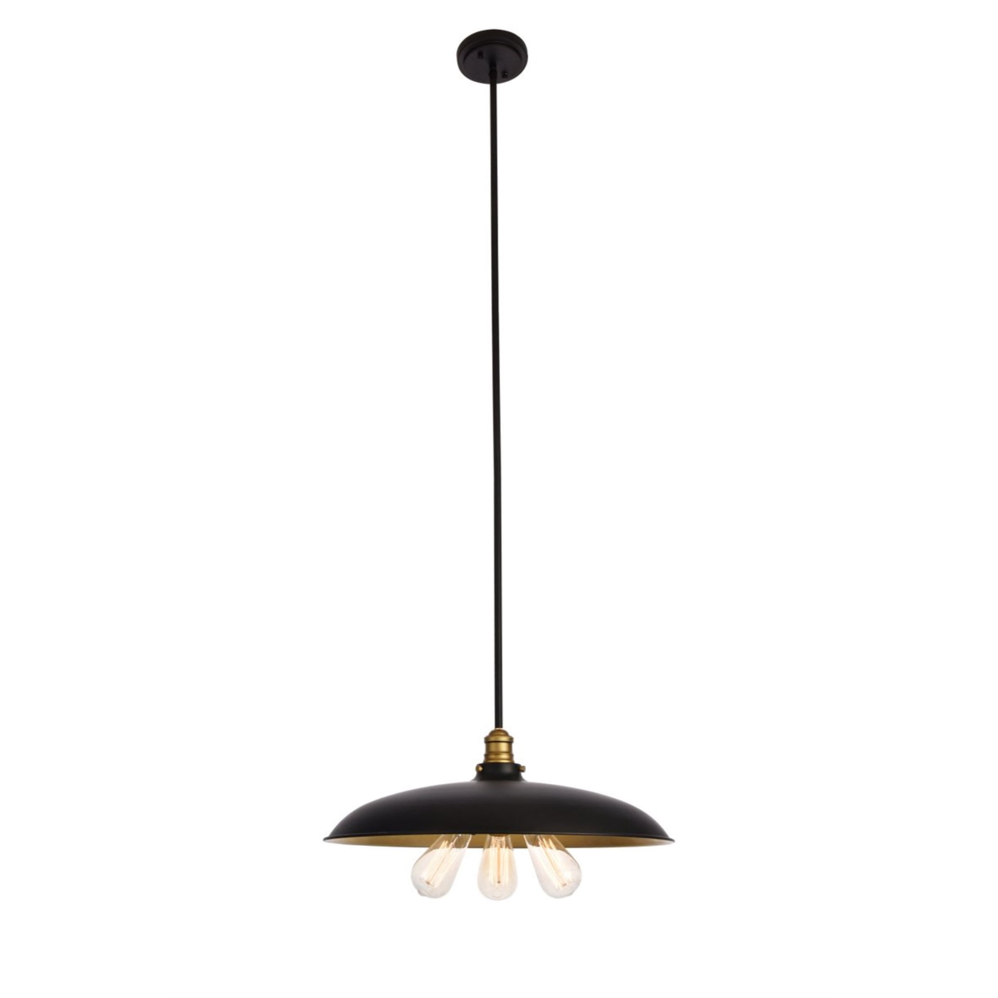 Anders 20.5" Modern Black & Brass 3-Light Down Chandelier