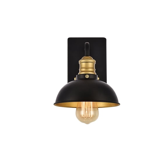 Anders Collection Wall Sconce D7.1 H8.3 Lt:1 Black and Brass Finish