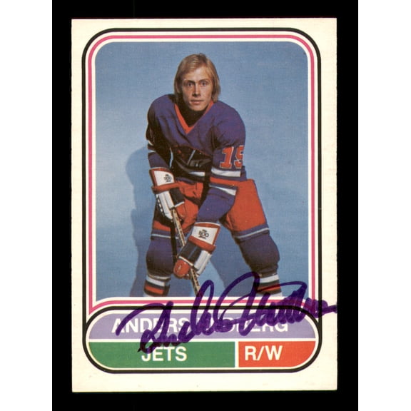 Anders Hedberg Autographed 1975-76 O-Pee-Chee WHA Card #40 Winnipeg Jets SKU #251773