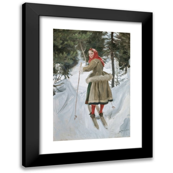 Anders Zorn 11x14 Black Modern Framed Museum Art Print Titled - Girl from Mora (1915)