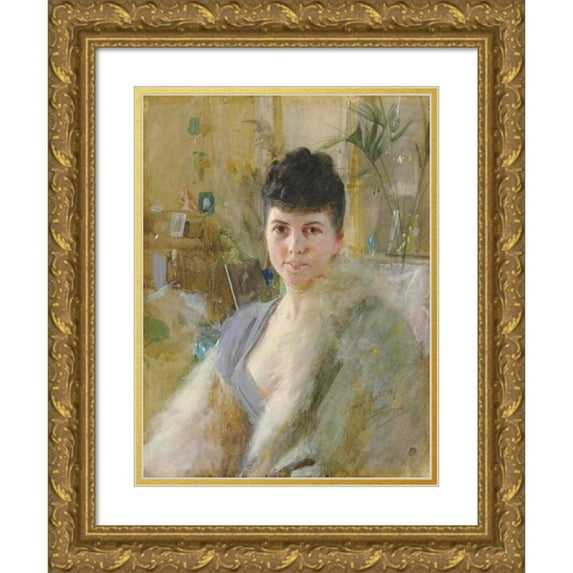 Anders Zorn 14x18 Gold Ornate Wood Frame and Double Matted Museum Art Print Titled - Portrait of a Lady in a Drawing Room (1887)