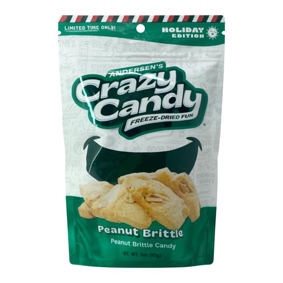 Andersen's Crazy Candy Freeze Dried Candy - Freeze Dried Jingle Bell Brittle, 3 Ounces