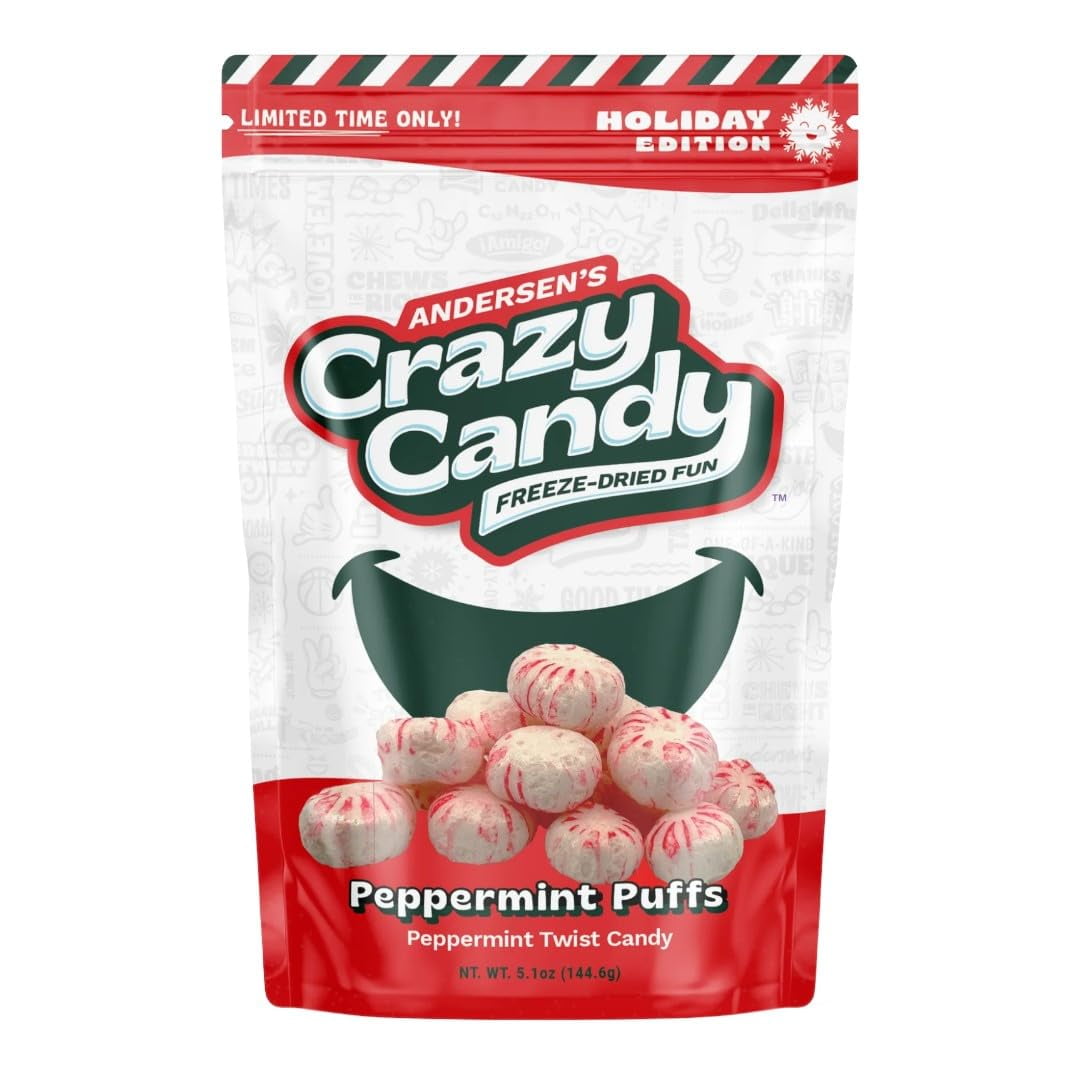 Andersen's Crazy Candy Freeze Dried Candy - Freeze Dried Peppermint Puffs, 2.5 Ounces