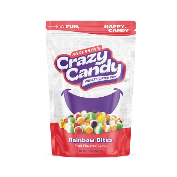 Andersen's Crazy Candy Rainbow Bites 12-count case of 5.1oz bags; freeze dried candy