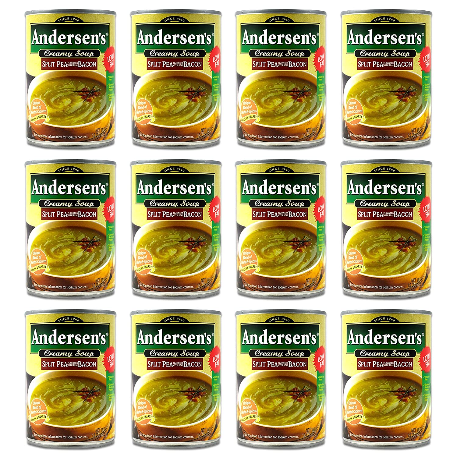 Andersen's Split Pea with Bacon Soup 15 oz 12 pack